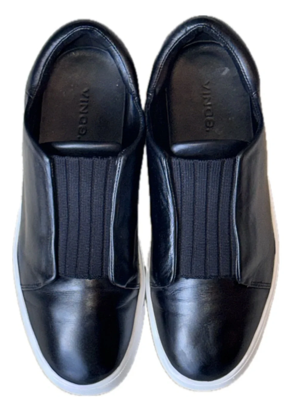 👟🏙️ VINCE Leather Slip-On Sneakers Minimal Luxe Black White Women’s US 7 / EU 37